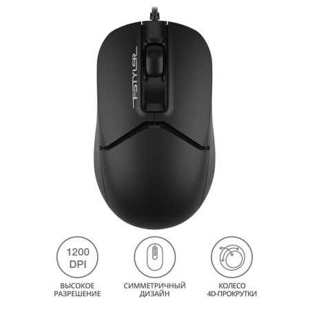 Mouse A4Tech FSTYLER FM12 Black Optical (1200DPI) USB (3but)-1