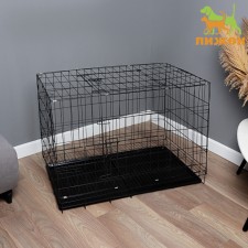 A cell with a hatch for dogs and cats, 100 x 60 x 70 cm, black