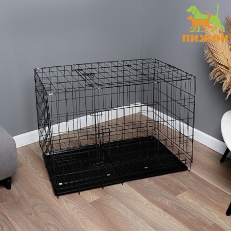 A cell with a hatch for dogs and cats, 100 x 60 x 70 cm, black