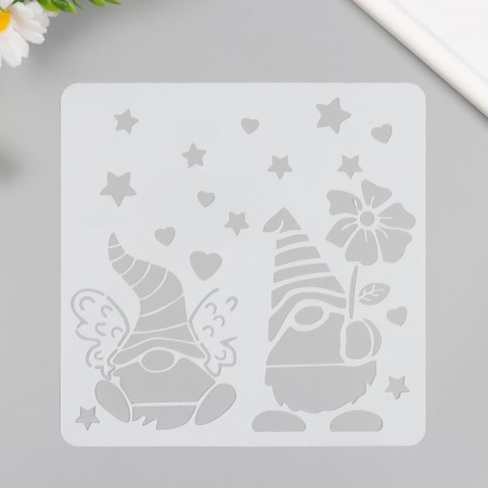 Plastic stencil "Flower dwarves" 20x20 cm