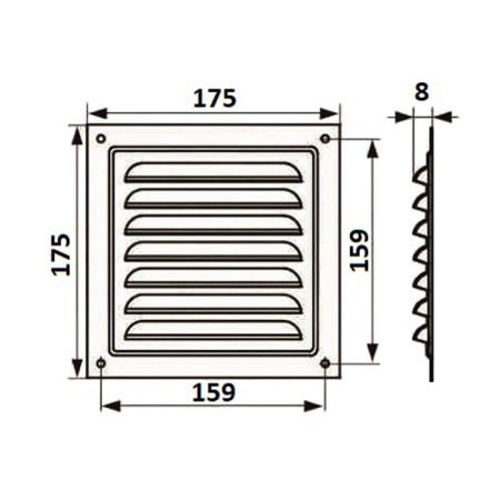 Ventilation grate Zein Lux RM1717C, 175 x 175 mm, with a grid, metal, gray-6