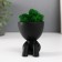 Kashpo concrete mini "Mr. Green in anticipation" with moss black 5.5x7x7 cm (moss green stabiliz)