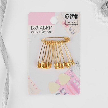 English pins, 28 mm, 10 pcs, gold color-3