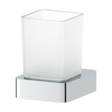 Holder with a glass, matte glass, chrome