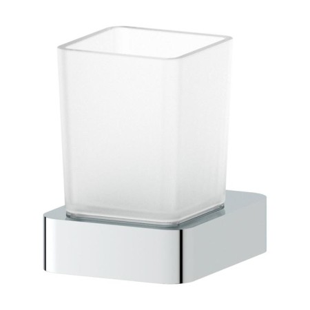 Holder with a glass, matte glass, chrome