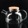 Tea kit on an eco wooden stand, 7 items: glass kettle with a sieve 900 ml, mugs 6 pcs, 100 ml