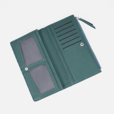 Women's wallet on the button, green color-2