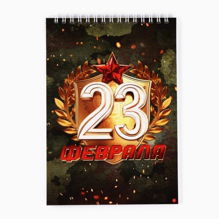 Notepad A5.40 liters on the crest, cardboard cover "from February 23"