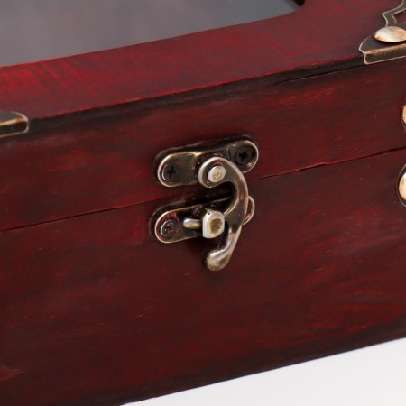 Casket Wood, glass "Edwig" chest with rivets, Bordeaux 16x13x8.5 cm-1