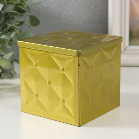 Casket Metal Square "Carde screed" City, gold 9x9x9 cm-1