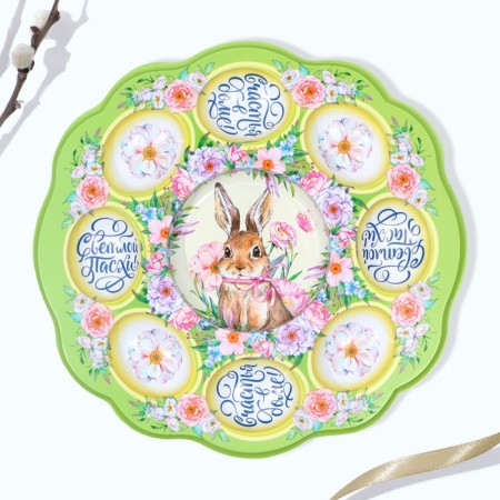 Easter stand for 8 eggs and kulich “Happiness in the house!”, 24 x 25 cm.-1