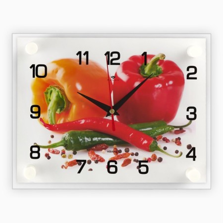 Wall clock: kitchen, "peppers", silent, 20 x 26 cm