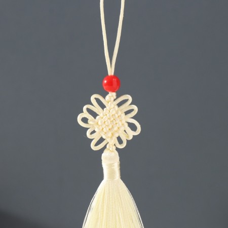 Suspension textiles, plastic "Knot of happiness and infinity" White-yellow 8.5 cm-1