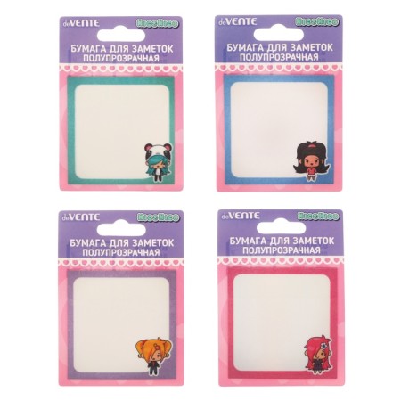 Block with a sticky edge of 73 x 74 mm, Devente Niconico, 30 sheets, 4 colors, mix