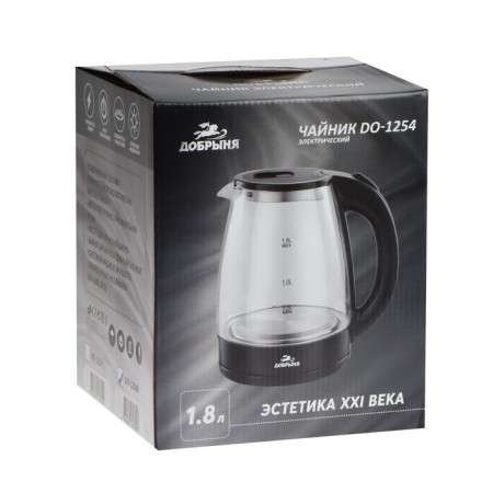 Electric Dobrynya kettle DO-1254B, glass, 1.8 l, 1800 watts, beige-7