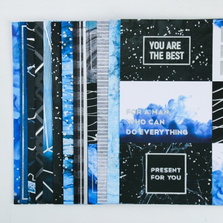 A set of scrapbooking "Man Rules" with foil, 12 pcs, 30 x 30 cm, 250 g/m²-2