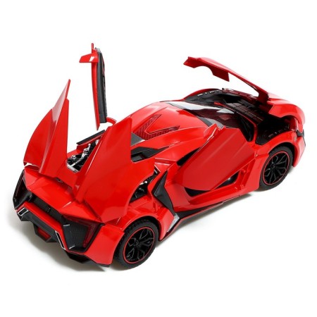 Metal machine, 1:24, inertial, doors, hood, trunk, red color are opened-3