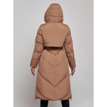 Coat insulated winter female, size 44, brown color-6