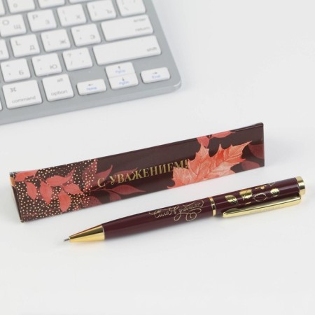 Pen in the gift case “Teacher is always right!”, Metal, blue paste, 1.0 mm-1