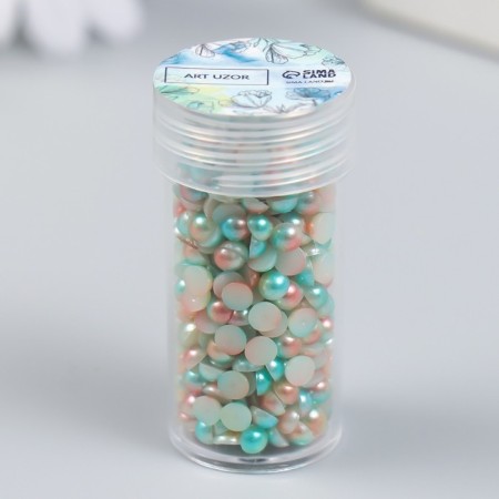 Decor "Semiobusins ​​and rhinestones. Persian-blue gradient" D = 4 mm 10g 200 pcs 5x2.5 cm mix-4