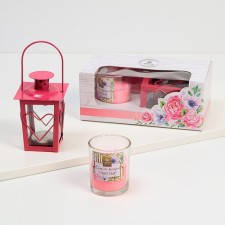 Candles and candlestick of “fulfillment of the most cherished desires”, set, floral aroma