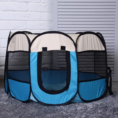Animal aviary, tent, 8 walls, 70 x 40 cm, blue-3