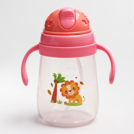 A drinker with a silicone tube and handles, 400 ml., Mix color-1