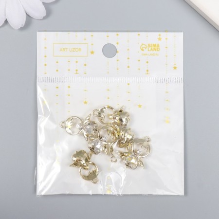 Decor for creativity metal, rhinestones "angel" gold 1.6x2 cm-3