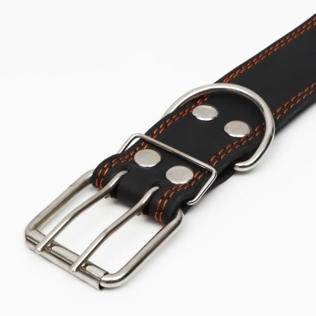 Leather collar on synthetic winterizer, dimensionless, 83 x 4.5 cm, Osh 20-71 cm, black-3