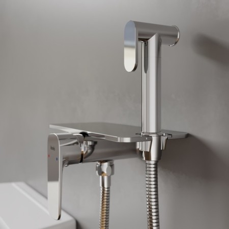 Hidden installation mixer with hygienic shower Iddis Axes, shelf, glossy chrome-2