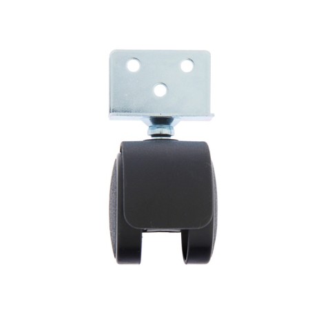 Furniture wheel, d = 40 mm, g-shaped, with mount, without brake, black plastic-2