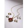 Set of 5 objects: 4 pairs bubbles, pendant “heart”, white-pink color in gold, 45 cm