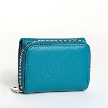Women's wallet on magnet, blue color-1