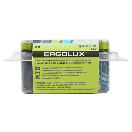 Battery alkalin Ergolux, AA, LR6-24BOX (LR6 BP-24), 1.5V, set 24 pcs.-1