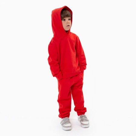 Children's costume (sweatshirt, trousers) I am beginning, red color, height 152 cm-4