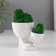 Kashpo concrete mini "Mr. Green with a baby" with moss white 5.5x8.5x6.5 cm (moss green stabil)