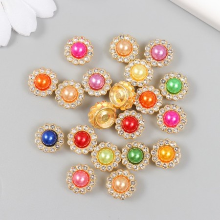 Decor for creativity Plastic "Flower-mesh-beems Color Crystals" set of 20 pcs 1.2x1.2 cm