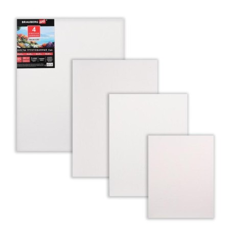 Set of canvases on a subframe, flax 100%, 4 pieces (25 × 35, 30 × 40, 40 × 50, 50 × 60 cm), medium -grained, 400 g/m2-1