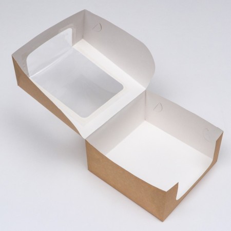 Confectionery packaging with a window, craft, 23.5 x 23.5 x 11.5 cm