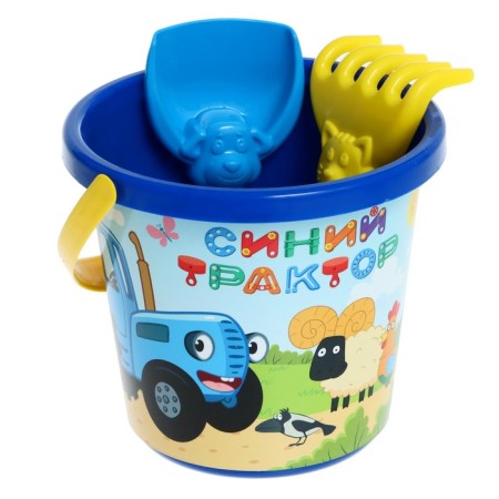 Set No. 63: bucket No. 8 “Blue Tractor”, shovel 13 cm, rake 13 cm