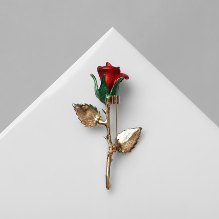 Brooch "Rose", red-green color in gold-1