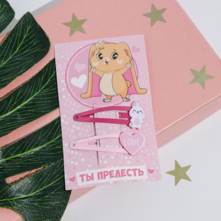 Hair clips with jewelry "Bunny", 2pcs.