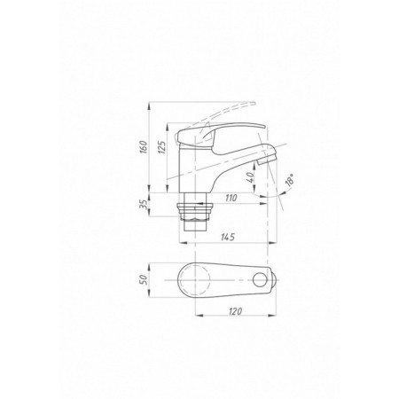 Fauzt FZS-840-129 shell mixer, single-leaf, short spout 110 mm, chrome-3