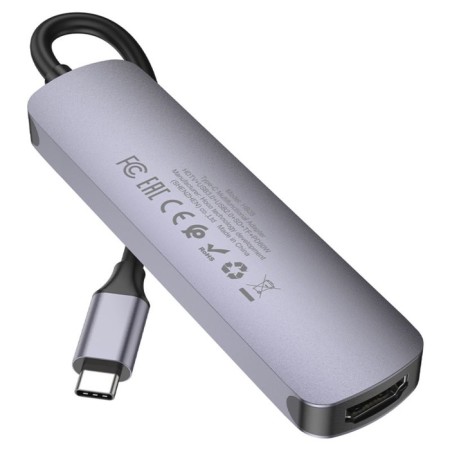 Adapter Hoco HB28, HDMI/USB3.0/USB2.0/SD/TF/PD, 60 W, 3 A, 13.5 cm, gray-3