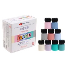 Acrylic paint, set of 9 colors x 20 ml, MATT, ZHK Decola 