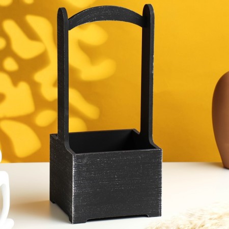 Kashpo - wooden box "Provence" 13.5x13.5x30 cm black