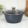 Granite pan, 4 l, glass cover, anti -stick coating, gray color