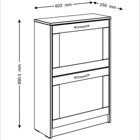 Sirius shoe cabinet, 602 × 250 × 890 mm, with two folding shelves, color of Oak Wenge-3
