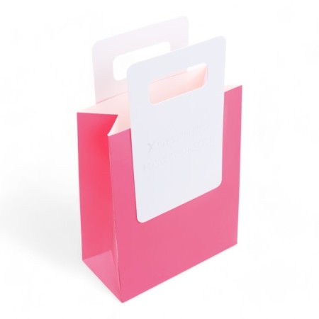 Gift package with a trimmed handle of 18 x 23 x 9 cm, fuchsia-2
