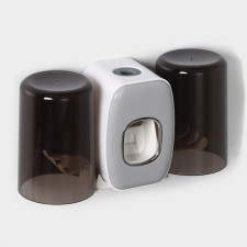Holder for toothbrushes with a toothpaste squeezer, a glass 2 pcs, 20 × 10.2 × 6.2 cm, the color is gray